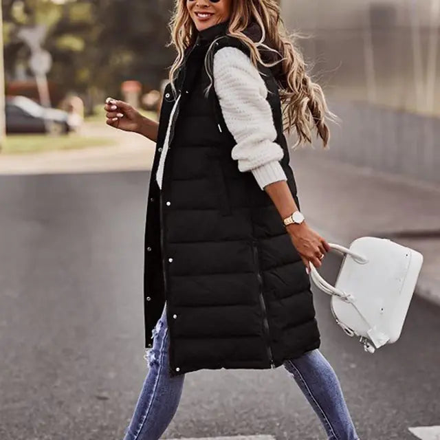 Long Outdoor Vest with Hood