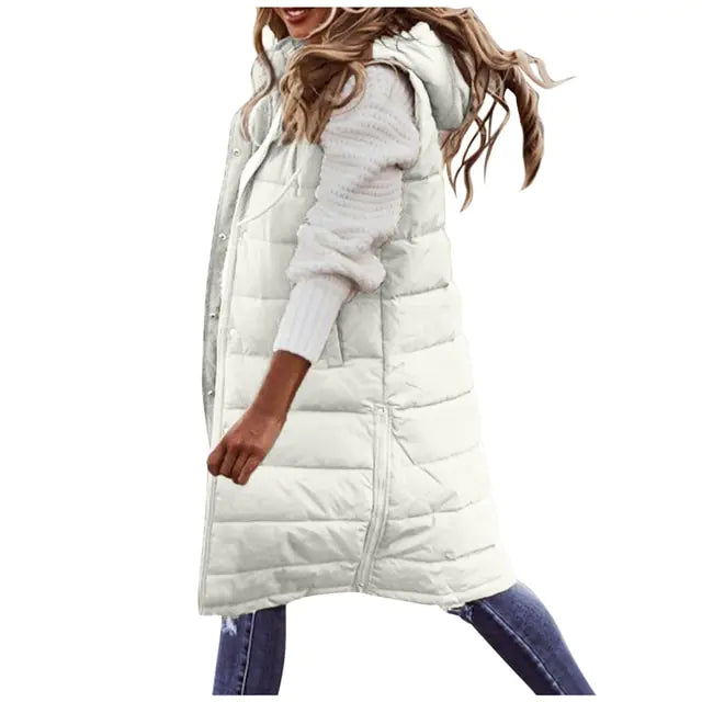 Long Outdoor Vest with Hood