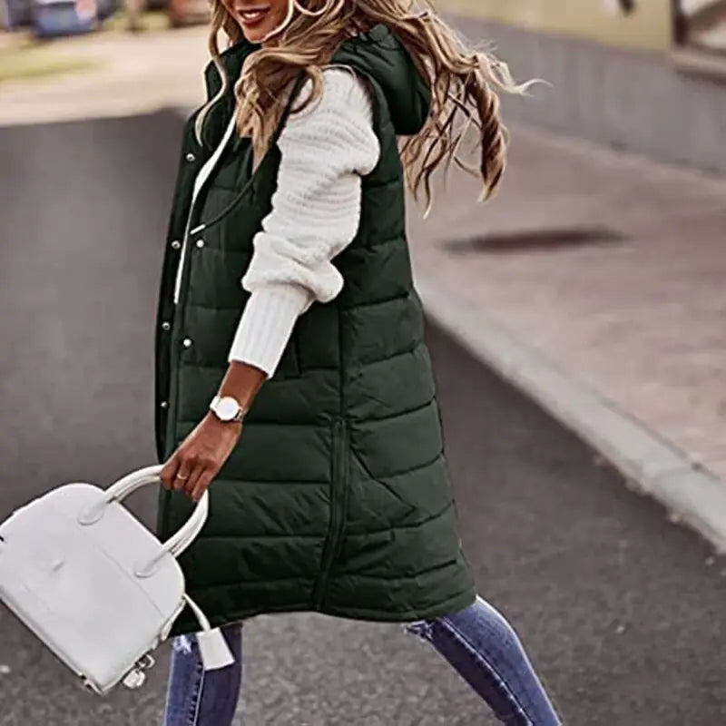 Long Outdoor Vest with Hood