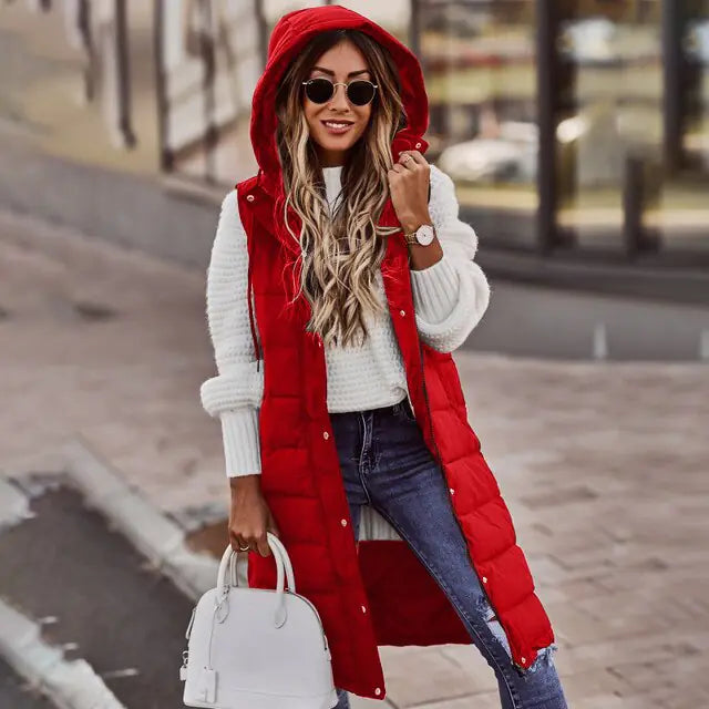 Long Outdoor Vest with Hood